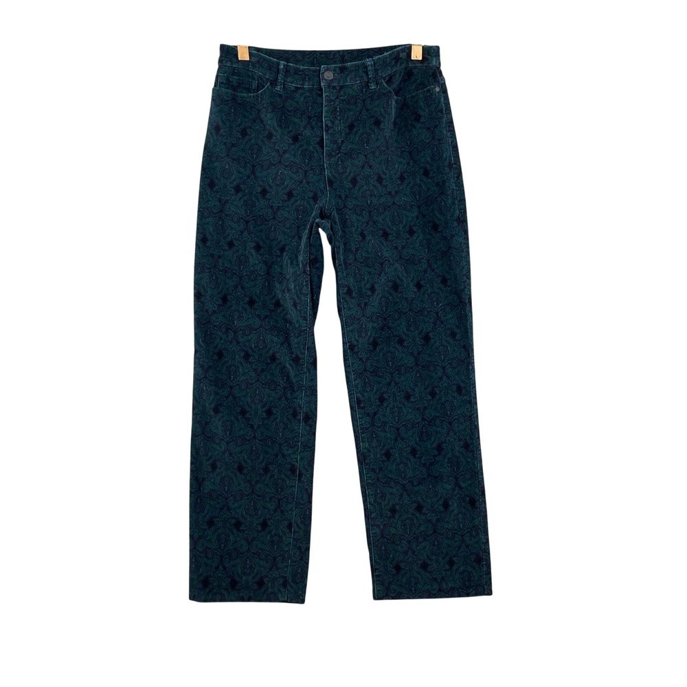 Croft & Barrow Corduroy‎ Pants Womens 31x26 Teal Paisley Damask Straight Stretch